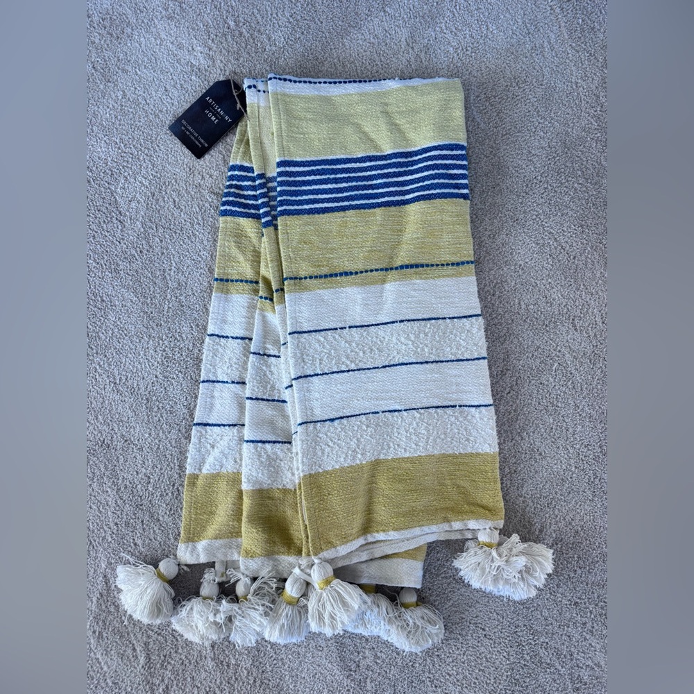 Striped Decorative Throw with Tassel Edge